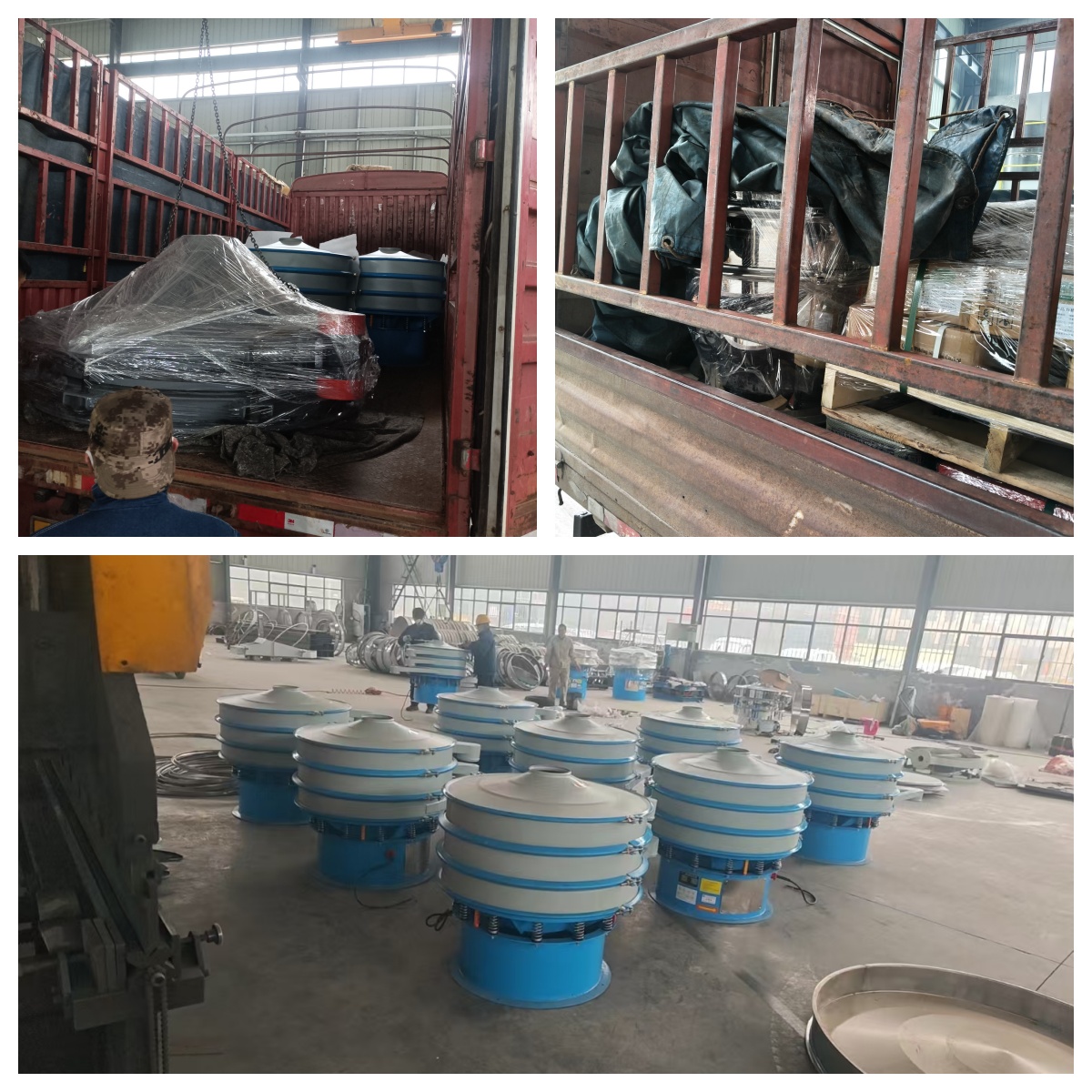 9台一米旋振筛， 1500型料斗专车发货